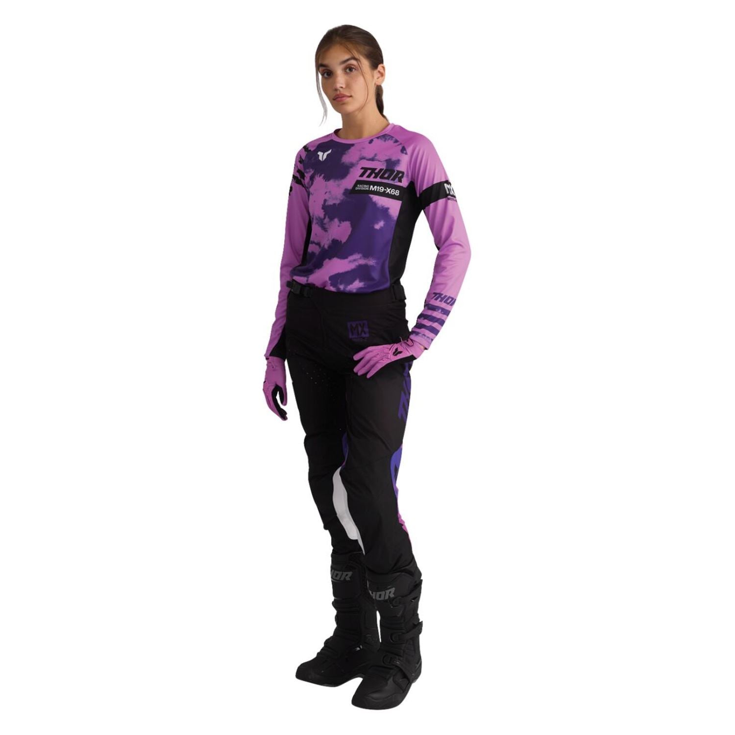 Thor 2026 Womens Launchmode Bleach Black Orchid MX Combo Kit